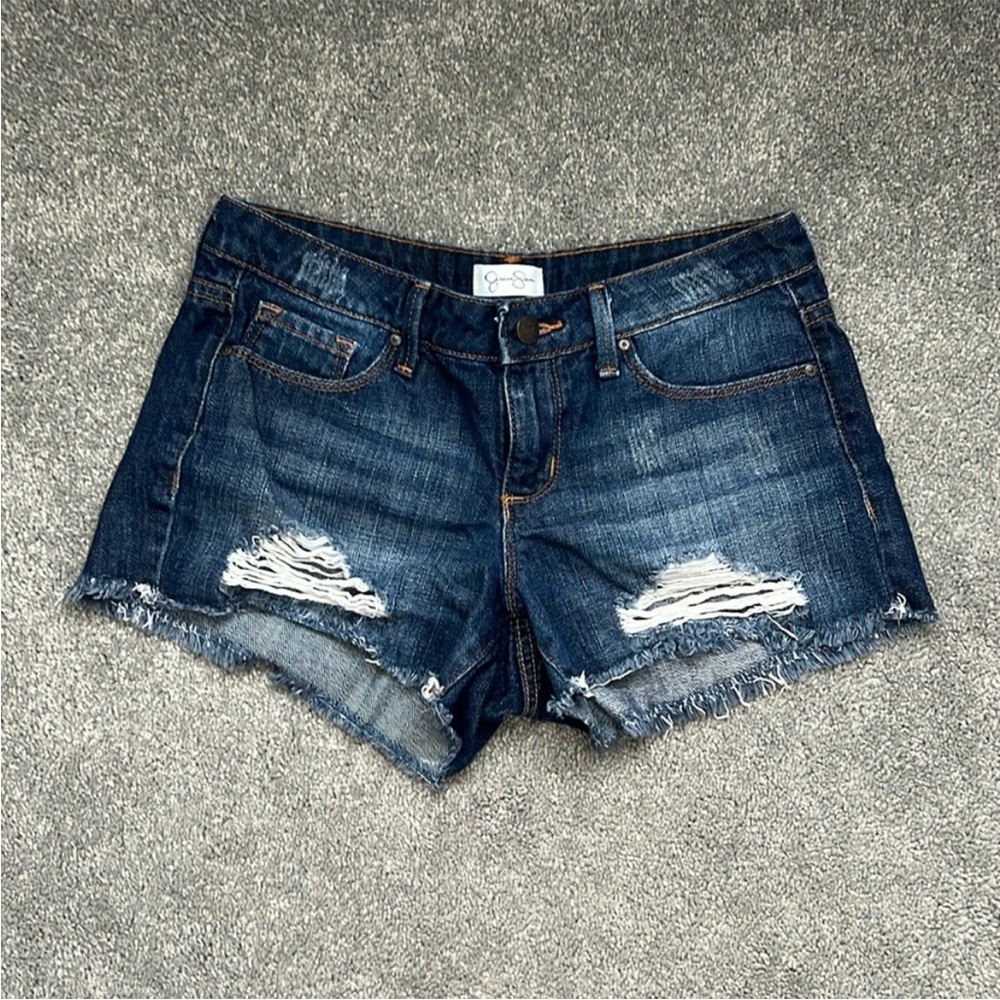 Jessica Simpson Dark Blue Distressed Denim Shorts